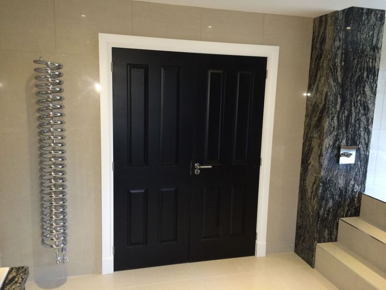 Black double doors